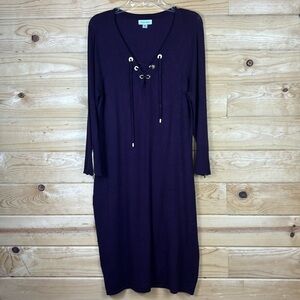 Calvin Klein Purple Sweater Dress Long Sleeve Size XL